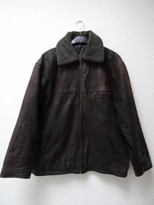 Leren jas heren Nubuck met afneembare kraag ; Maat L, Kleding | Heren, Jassen | Winter, Zo goed als nieuw, Maat 52/54 (L), Bruin