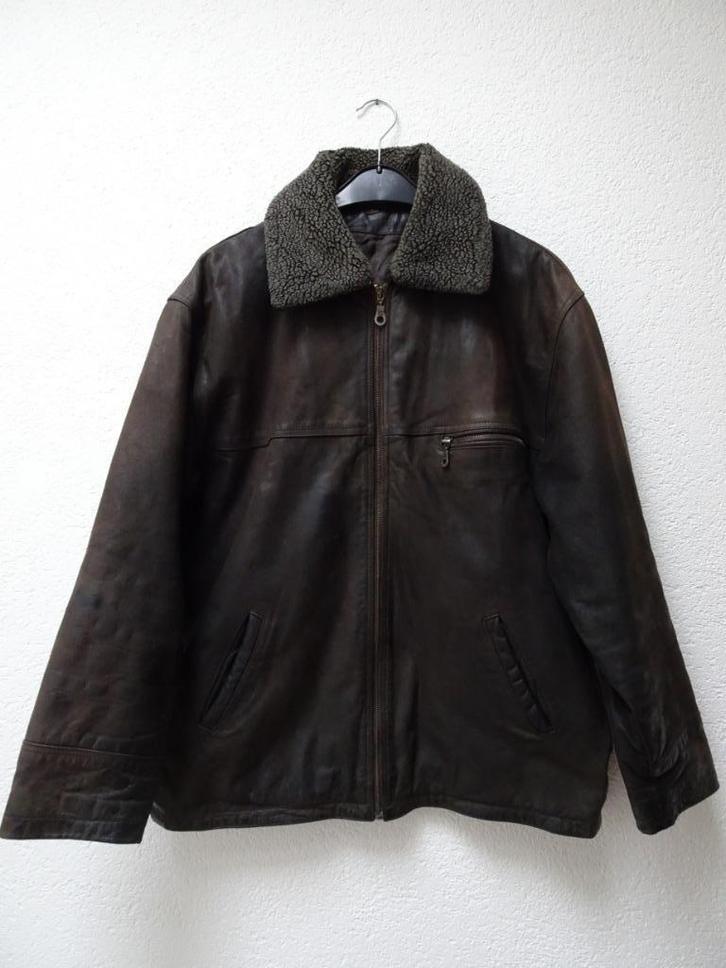 Leren jas heren Nubuck met afneembare kraag ; Maat L, Kleding | Heren, Jassen | Winter, Zo goed als nieuw, Maat 52/54 (L), Bruin
