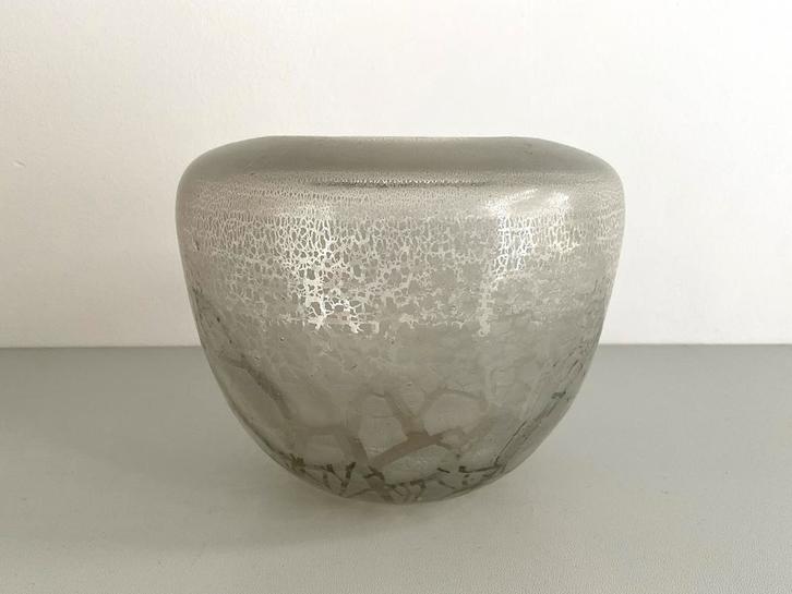 W.J.Rozendaal: tincraquelé vaas 12 cm Kristalunie ca. 1935, Antiek en Kunst, Antiek | Glas en Kristal, Ophalen of Verzenden