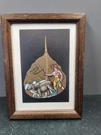 Vintage Handgeschilderd Olieverfschilderij op Thee-blad, Antiek en Kunst, Ophalen of Verzenden