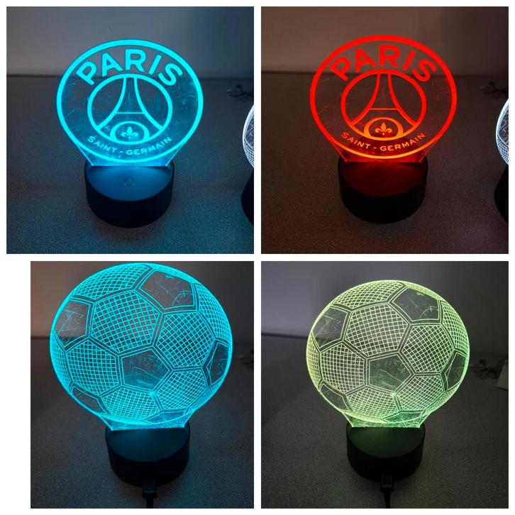 PSG Lampjes - Voetbal & Logo - Verschillende Kleuren, Huis en Inrichting, Lampen | Hanglampen, Gebruikt, Minder dan 50 cm, Kunststof