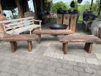 3 banken van zwaar oud railwood, Tuin en Terras, Ophalen, Zo goed als nieuw, Nvt, Nvt