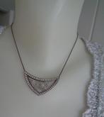 zilveren ketting met hanger met heldere steentjes [257], Verzenden, Zo goed als nieuw, Met kristal, Zilver