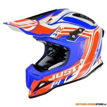 Just1 J12 Flame Crosshelm, Rood-Blauw beschikbaar voor biedingen