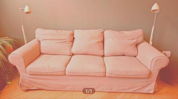 Ikea ektorp roze hoes, Huis en Inrichting, Banken | Bankstellen, Gebruikt, Rechte bank, Tweepersoons, 250 tot 300 cm, 100 tot 125 cm