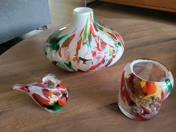 Fridio Glazen Set: Vaas, Vaasje & Vogeltje beschikbaar voor biedingen