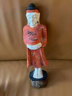 Thaise monnik teak beeld 35cm met zegel, Ophalen of Verzenden, Gebruikt