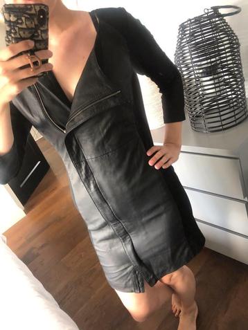 * Zwarte Leren Jurk / Mantel - Mart Visser * Mt 38 * Nieuw * beschikbaar voor biedingen