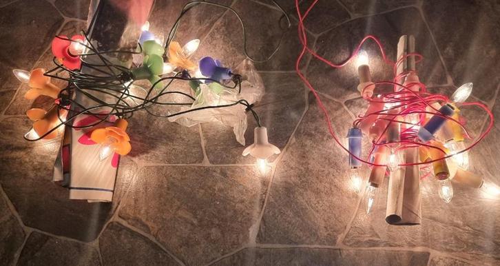 2 strengen 50-60er jaren kerstlampjes.., Diversen, Kerst, Gebruikt, Ophalen