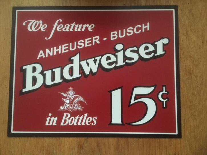 Budweiser bier reclameplaat, Verzamelen, Biermerken, Nieuw, Reclamebord, Plaat of Schild, Overige merken, Ophalen of Verzenden