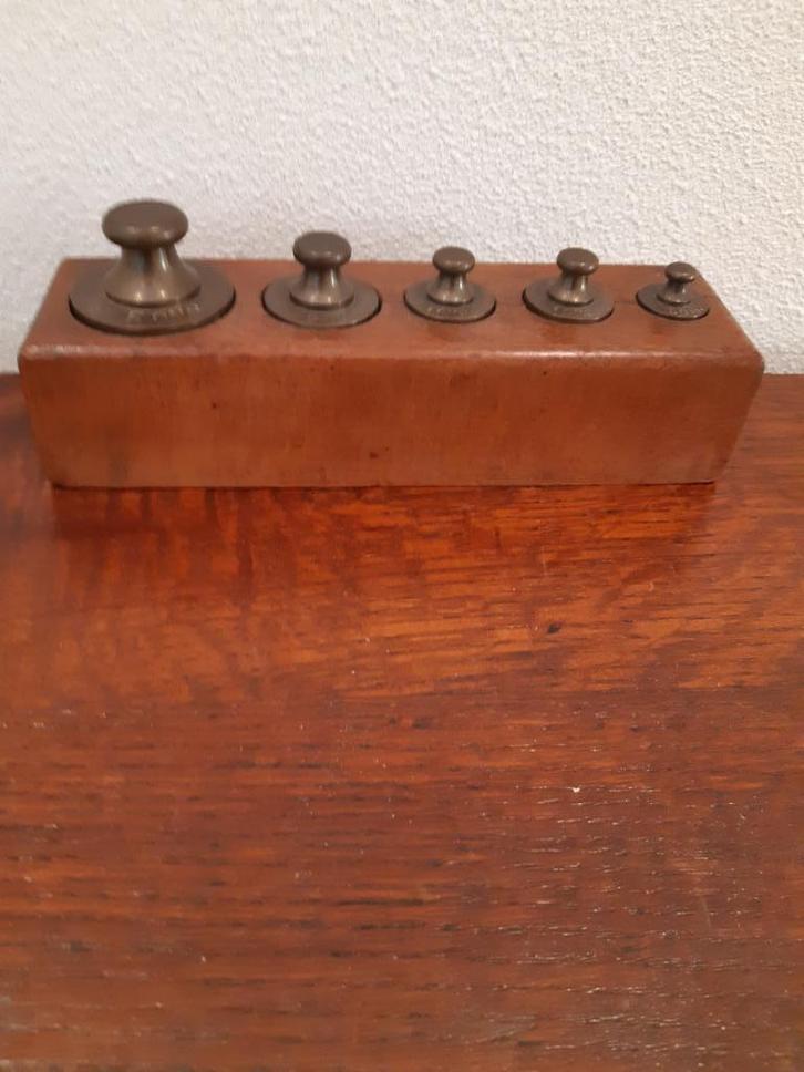 eiken gewichtenblok (ca.1940), Antiek en Kunst, Antiek | Koper en Brons, Ophalen