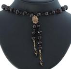 Granaat antieke ketting 14k gouden slot pampel schuif hanger, Verzenden, Goud, Ketting, Met edelsteen