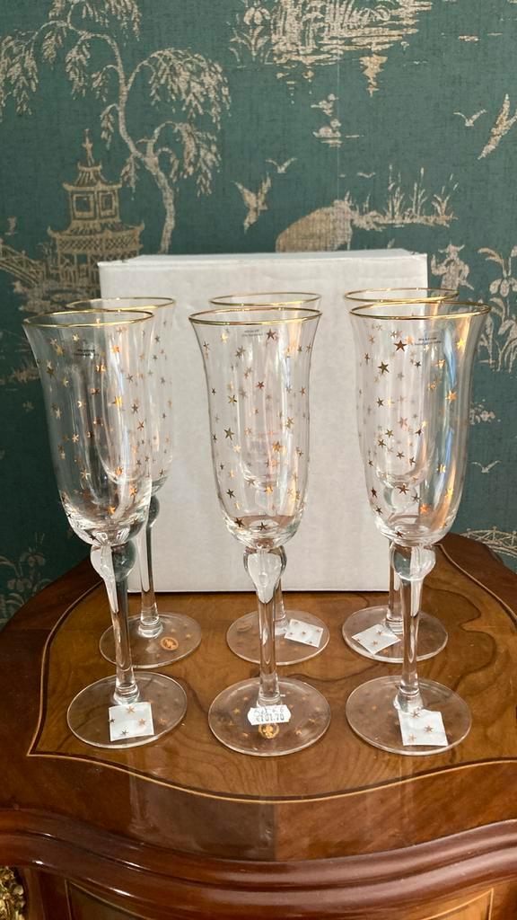 Pip studio champagneglas stars gold set a 6 nieuw!, Huis en Inrichting, Keuken | Servies, Nieuw, Overige stijlen, Glas, Ophalen