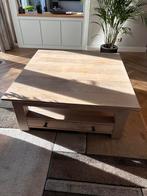 Massief Eiken Salontafel Vierkant met Lade, Huis en Inrichting, Tafels | Salontafels, Gebruikt, 100 tot 150 cm, Ophalen of Verzenden