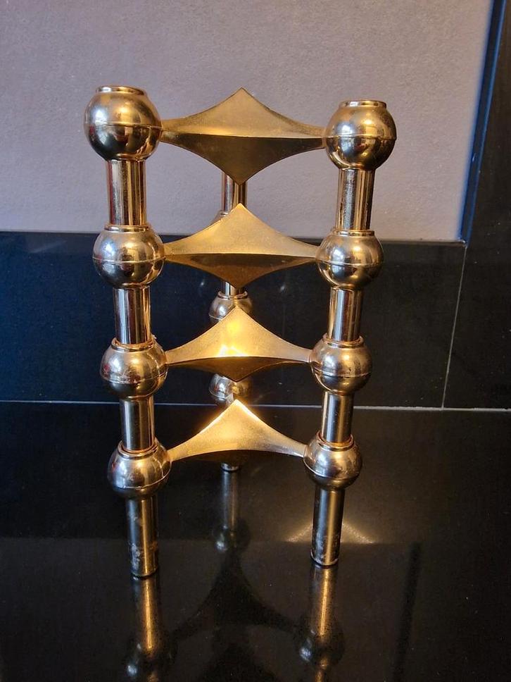 Vintage kandelaars Stoff Nagel messing, Huis en Inrichting, Woonaccessoires | Kandelaars en Kaarsen, Minder dan 25 cm, Overige materialen