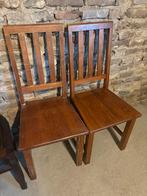 Vintage Houten Stoelen -, Huis en Inrichting, Gebruikt, Bruin, Ophalen of Verzenden, Vier