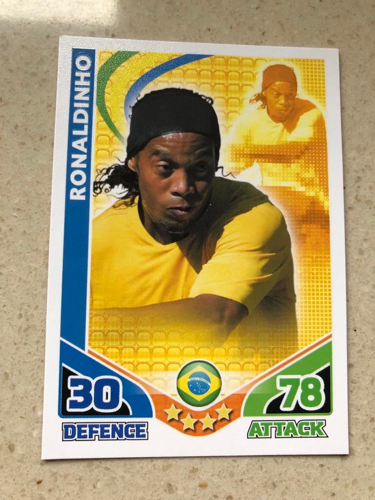 Topps Match Attax WK 2010 Ronaldinho, Ophalen of Verzenden, Gebruikt, Plaatje