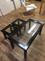 3-delige Indisch bijzondere Salontafel + 2 Bijzettafeltjes, Ophalen, Gebruikt, Rechthoekig, Glas