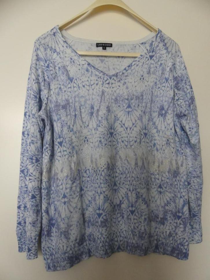 Leo & Ugo V-Hals Trui met Bling maat 6, Kleding | Dames, Truien en Vesten, Gedragen, Maat 42/44 (L), Blauw, Ophalen of Verzenden