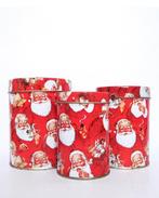 Vintage blikjes set x3 blik kerst kerstman rood wit retro, Ophalen, Zo goed als nieuw, Overige