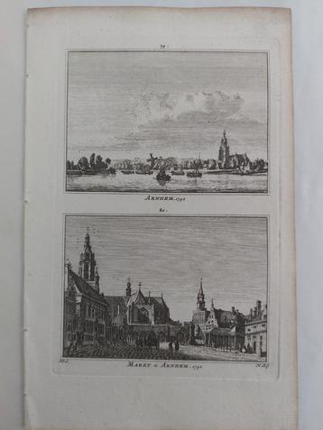 79-80 / De stad Arnhem + Markt te Arnhem gravure H. Spilman beschikbaar voor biedingen