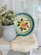 Majolica antieke schaal peer appel pastel zeer oud beboterd, Ophalen of Verzenden