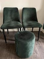Groene velvet stoelen incl poef te koop, Twee, Zo goed als nieuw, Ophalen, Overige kleuren