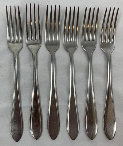 Gero Zilmeta 718 puntfilet dessertvorken 17,5cm set van 6, Huis en Inrichting, Keuken | Bestek, Zo goed als nieuw, Rvs of Chroom