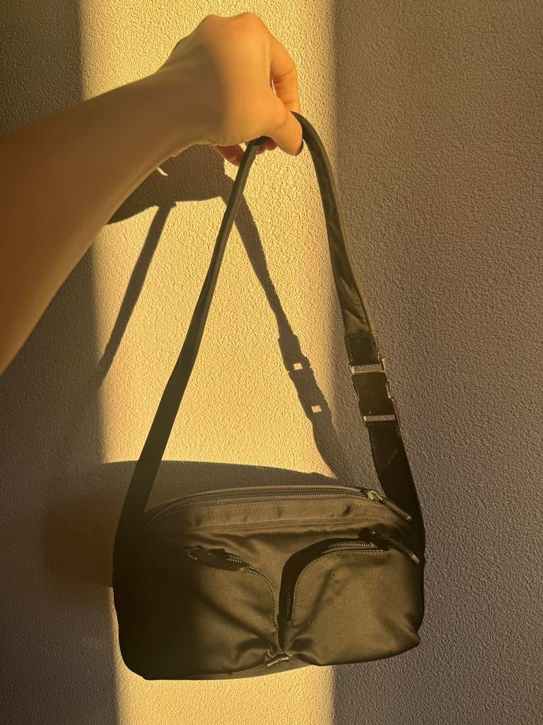 Furla zwarte nylon crossbody heup tas, Gebruikt, Furla, Zwart, Overige typen