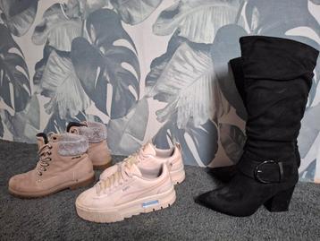 Partij 3 paar schoenen maat 39 laarzen sneakers bergschoenen beschikbaar voor biedingen