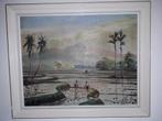 OUD INDONESISCH ( ned - indie ) OLIEVERFSCHILDERIJ I.Z.G.ST, Antiek en Kunst, Kunst | Schilderijen | Klassiek, Ophalen of Verzenden