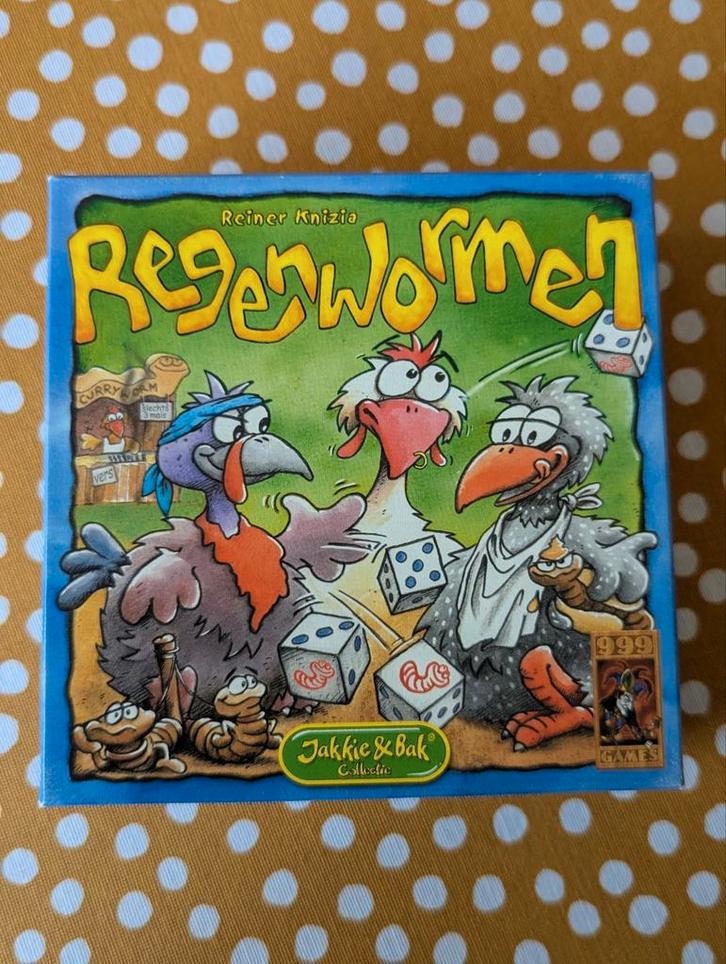 Regenwormen, dobbelspel, Hobby en Vrije tijd, Gezelschapsspellen | Overige, Zo goed als nieuw, Een of twee spelers, Drie of vier spelers