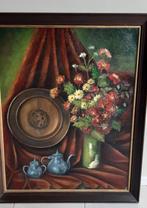 Oud olieverf schilderij bloemboeket, Ophalen of Verzenden