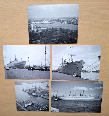 5 zwart-wit foto's schepen Rotterdam 1963-1969 beschikbaar voor biedingen