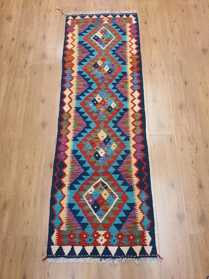 Handgeweven oosterse wollen kelim loper 210x68, Huis en Inrichting, Stoffering | Tapijten en Kleden, Nieuw, 50 tot 100 cm, 200 cm of meer