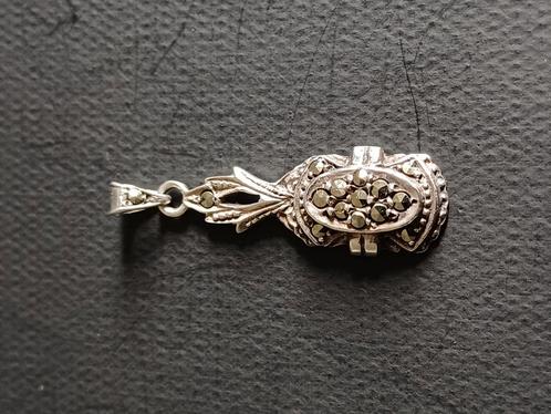 Art Deco Zilveren Hanger met Markesiet, Sieraden, Tassen en Uiterlijk, Antieke sieraden, Hanger, Zilver, Met edelsteen, Verzenden