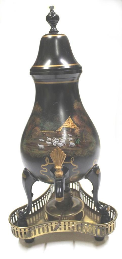 Oude handbeschilderde tinnen kraantjeskan, Antiek en Kunst, Antiek | Tin, Ophalen of Verzenden