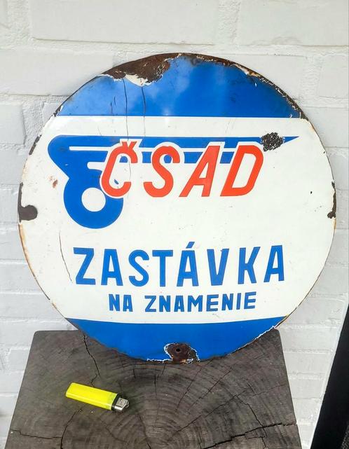 Oud Pools Emaille Bus Stop Bord - Zastavka, Antiek en Kunst, Antiek | Emaille, Ophalen of Verzenden
