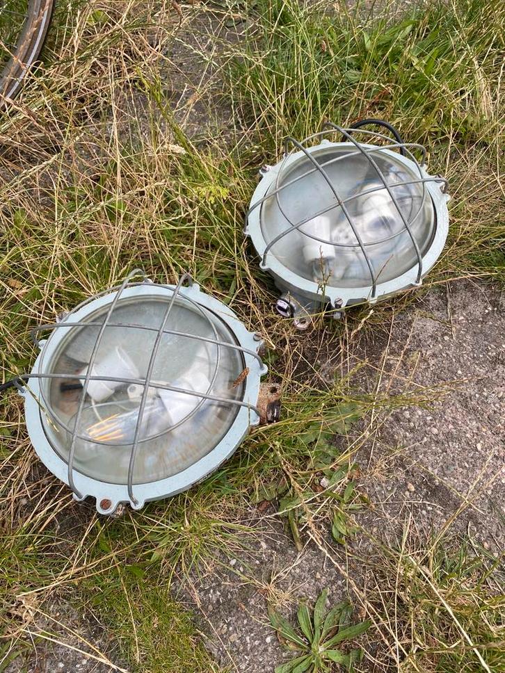 Orginele scheeps- industrie lampen set, goede staat vintage, Tuin en Terras, Buitenverlichting, Zo goed als nieuw, Ophalen of Verzenden