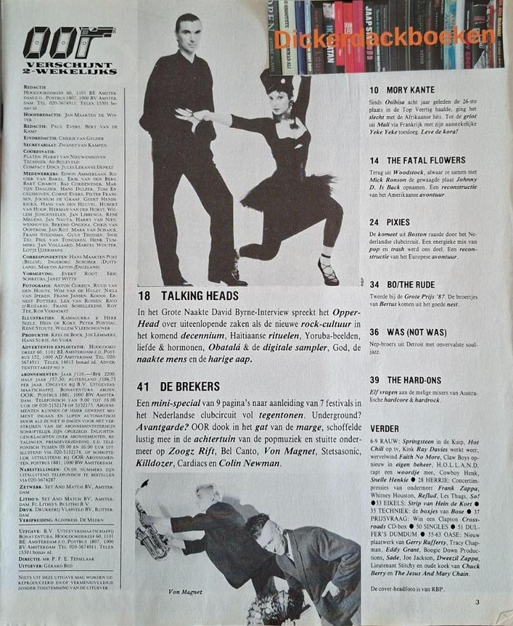 Oor nr 9, mei 1988; The Fatal Flowers, Talking Heads, Pixies, Verzamelen, Muziek, Artiesten en Beroemdheden, Gebruikt, Boek, Tijdschrift of Artikel