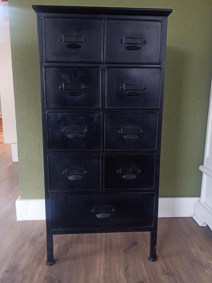 Industrieel metalen ladekastje, Huis en Inrichting, Kasten | Dressoirs, Gebruikt, Minder dan 50 cm, 25 tot 50 cm, Met lade(s)