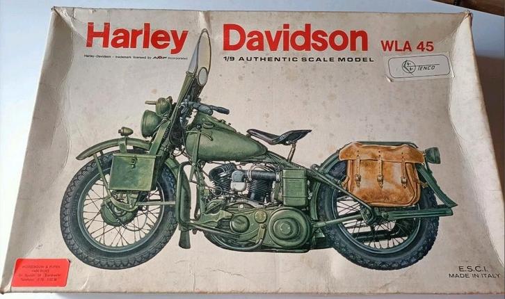 Harley Davidson WLA-45 Esci 1/9 Bouwdoos Vintage, Hobby en Vrije tijd, Modelbouw | Auto's en Voertuigen, Zo goed als nieuw, Overige typen