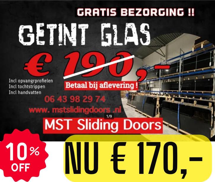 MST Sliding Doors - Glazen schuifwanden Getint glas €170, Tuin en Terras, Overkappingen, Nieuw, Veranda, Ophalen of Verzenden