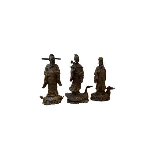 Set van 3 Chinese bronzen figuren – ca. 1800–1900 – 41–44 cm, Huis en Inrichting, Woonaccessoires | Boeddhabeelden, Gebruikt, Ophalen of Verzenden