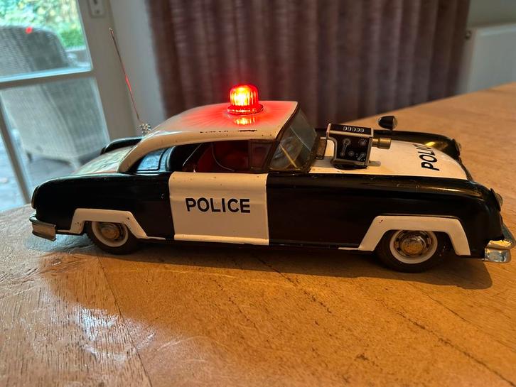 Joustra, xl blikken police car, jr.’ 60 camera, knipperlicht, Antiek en Kunst, Antiek | Speelgoed, Ophalen of Verzenden