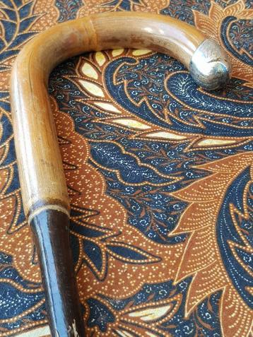 Antieke wandelstok uit Engeland met koper en zilver 89,5 cm. beschikbaar voor biedingen