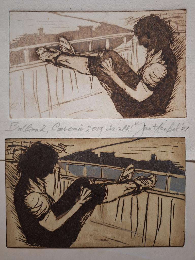 Jan Henkel Etsplaat 'Balcon 2, Cascais', Antiek en Kunst, Ophalen of Verzenden