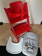 Rode stokke tripp trapp + babyset, newborn en blad, Ophalen of Verzenden, Gebruikt, Meegroeistoel, Stoelverkleiner