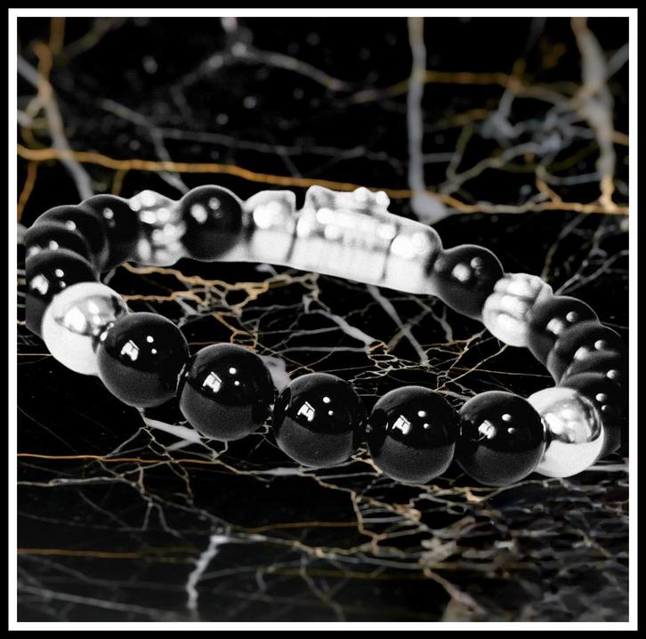 SPIRIT BEAD ONYX maat F     Buddha to Buddha armband, Sieraden, Tassen en Uiterlijk, Armbanden, Zo goed als nieuw, Zilver, Zilver