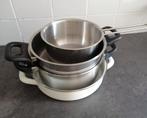 Pannenset, Huis en Inrichting, Keuken | Potten en Pannen, Ophalen of Verzenden, Gebruikt, Rvs, Pannenset